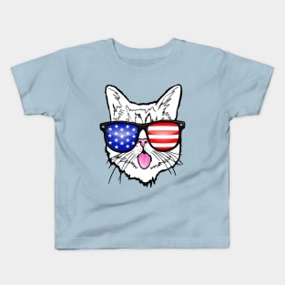 US Patriotic Cat Kids T-Shirt